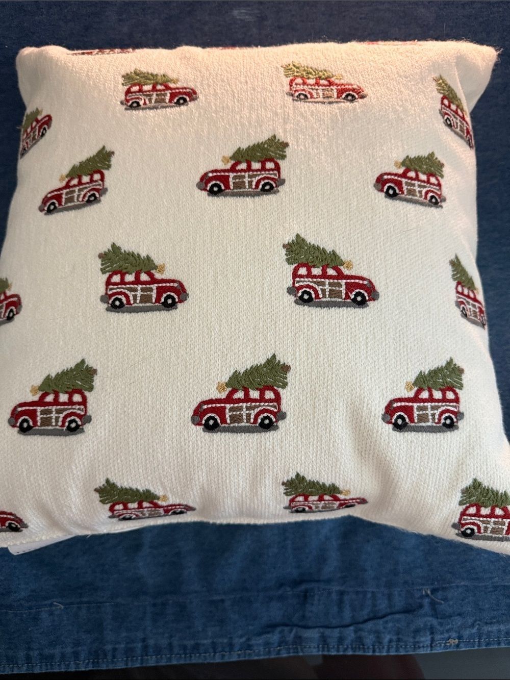 Potterybarn red truck holiday pillow